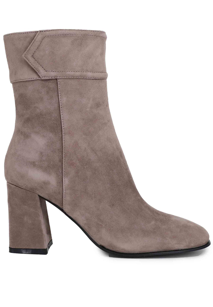 Spatarella Stivaletti donna in camoscio grigio con tacco alto e punta quadra Chisinau Offerta