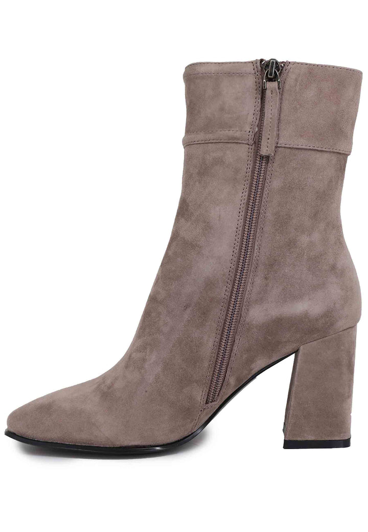 Spatarella Stivaletti donna in camoscio grigio con tacco alto e punta quadra Chisinau Offerta
