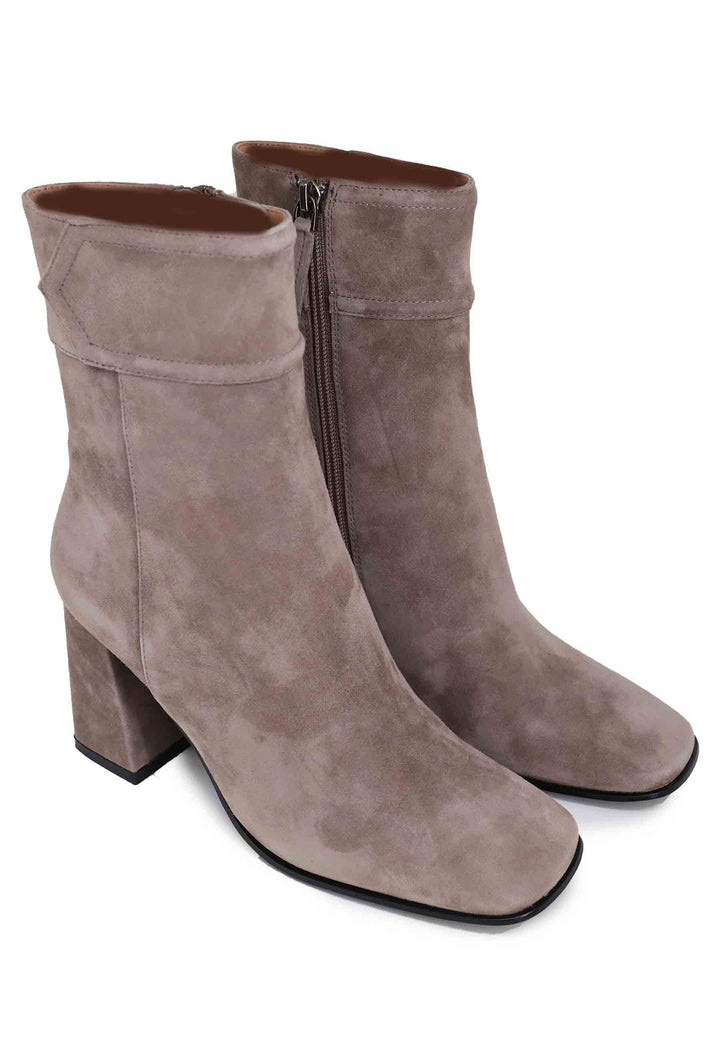 Spatarella Stivaletti donna in camoscio grigio con tacco alto e punta quadra Chisinau Offerta