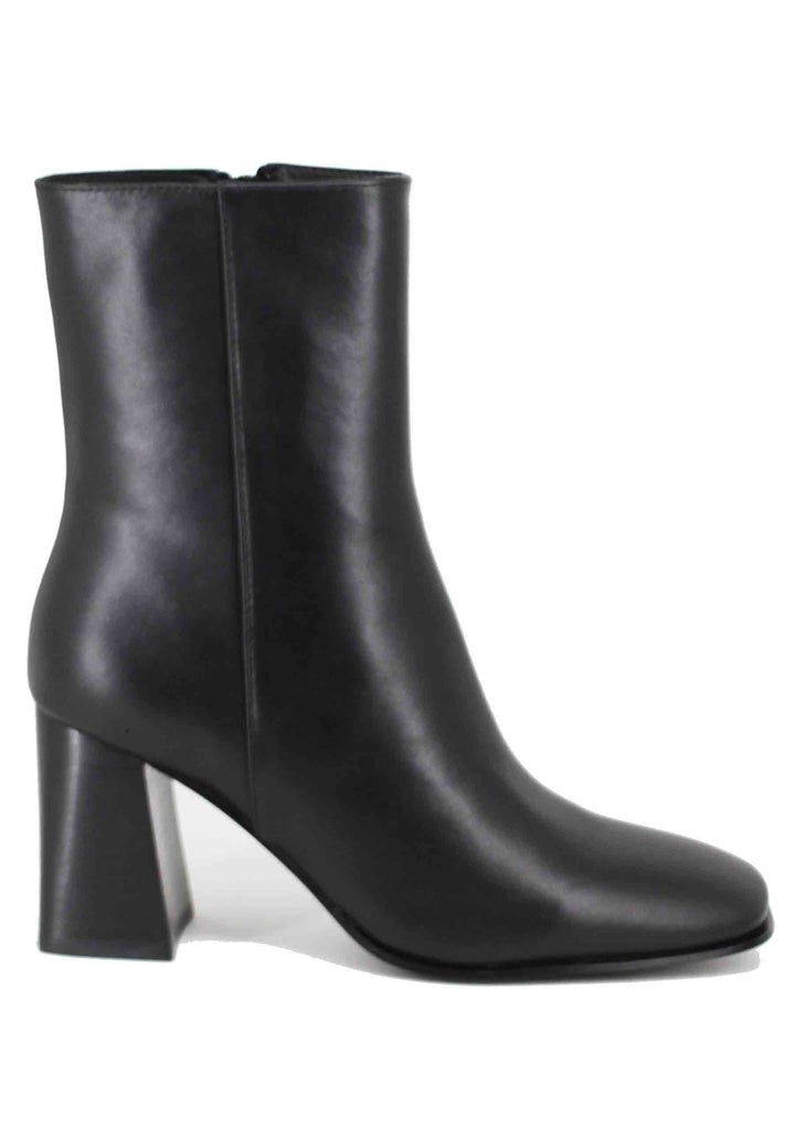 Spatarella Stivaletti donna in pelle nera con tacco alto e punta quadra Online