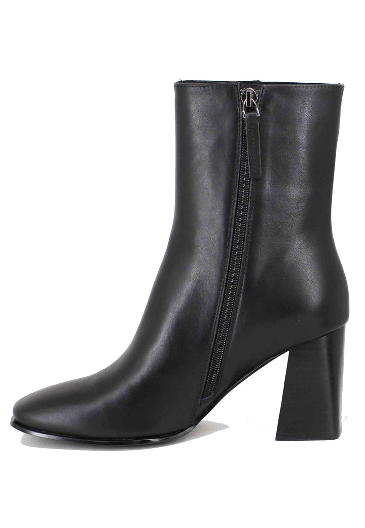 Spatarella Stivaletti donna in pelle nera con tacco alto e punta quadra Online