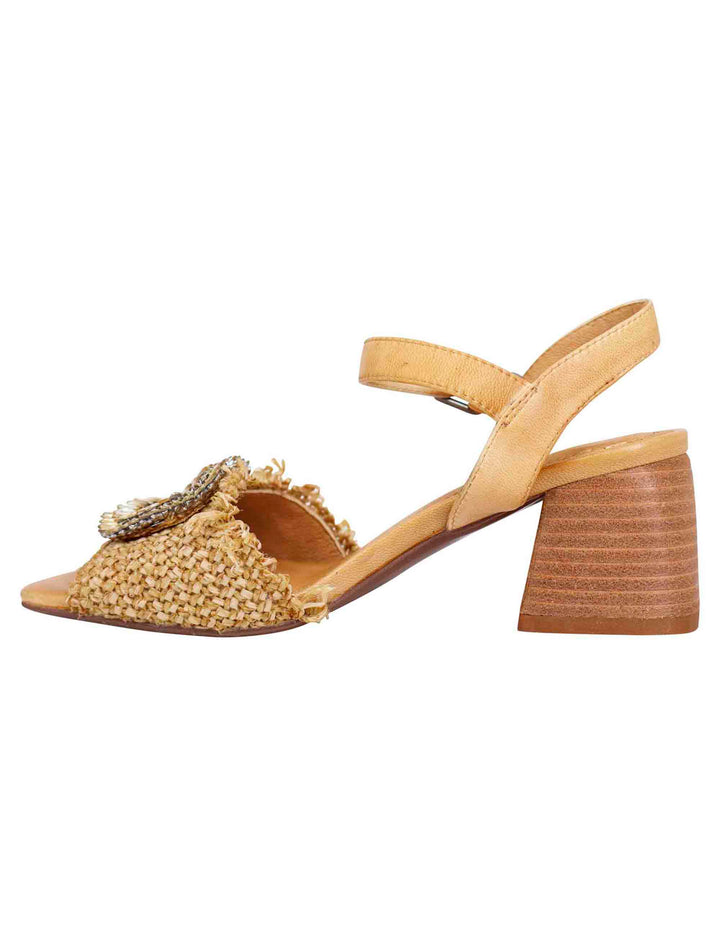 Spatarella Sandali donna in rafia naturale con strass e cinturino alla caviglia Italia