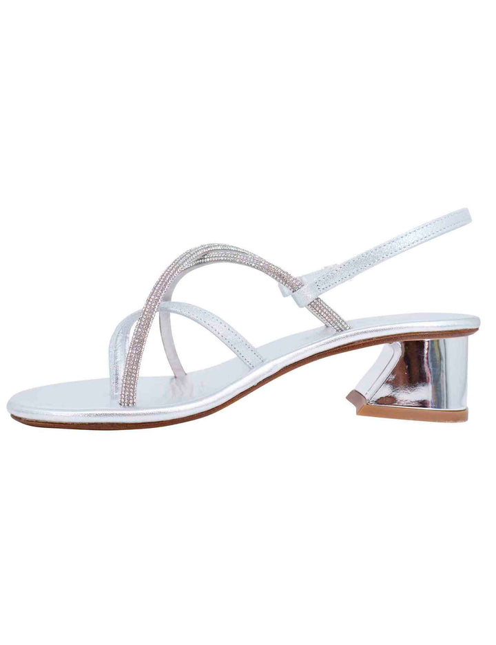 Spatarella Sandali slingback donna in strass argento con tacco gioiello 2025