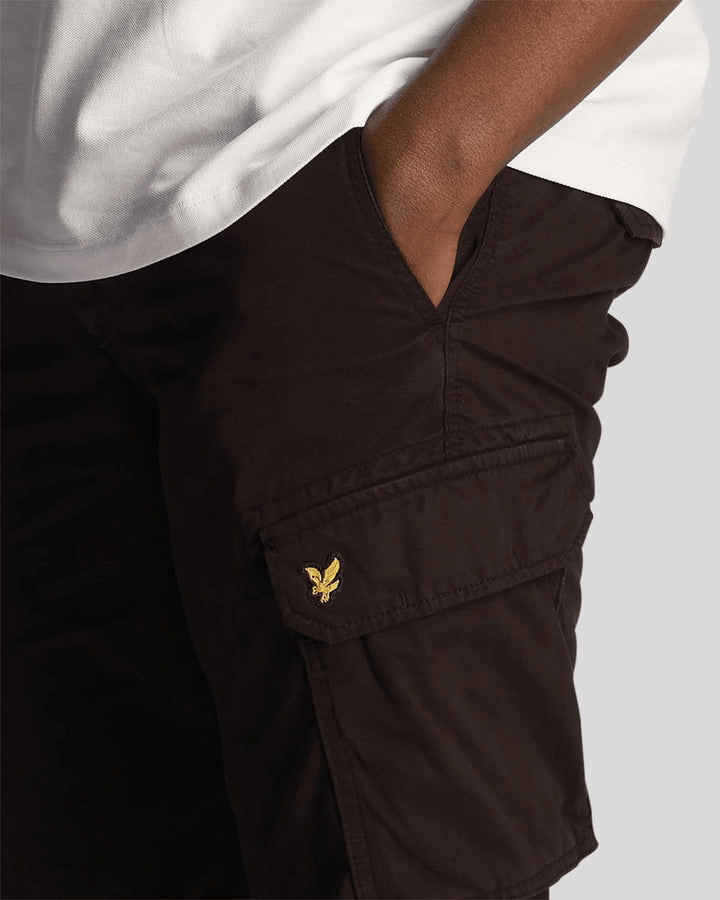 Spatarella Bermuda cargo uomo in cotone nero Prezzo Ridotto