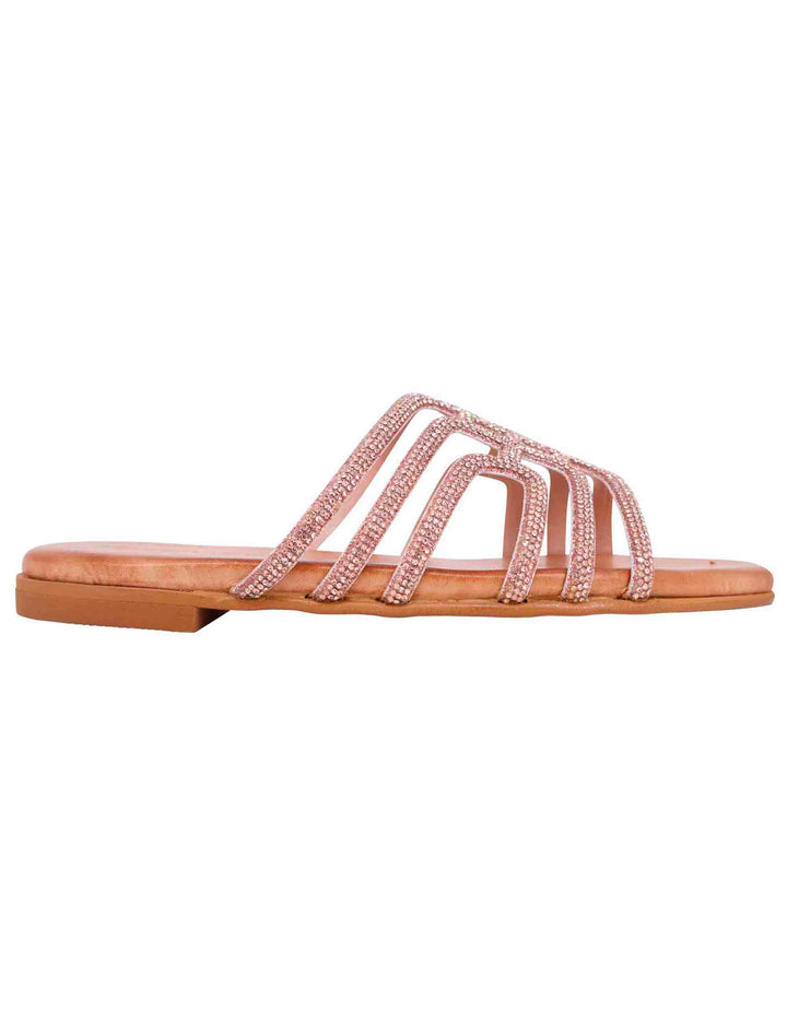 Spatarella Sandali flat donna in strass rosa con sottopiede morbido Vendite Flash