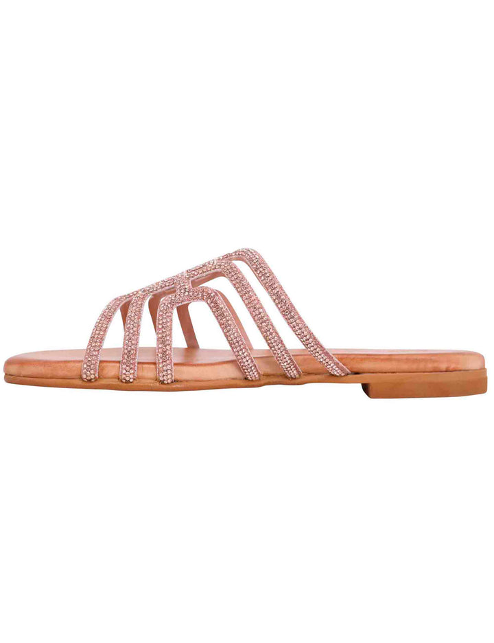 Spatarella Sandali flat donna in strass rosa con sottopiede morbido Vendite Flash