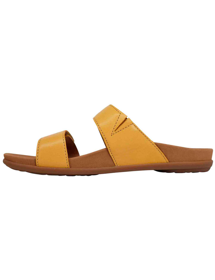 Spatarella Sandali bassi donna in pelle gialla con fibbia laterale In Linea