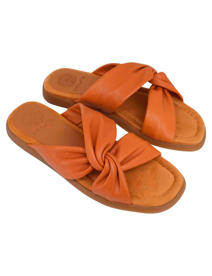 Spatarella Sandali flat donna in pelle cuoio con sottopiede morbido Qualità