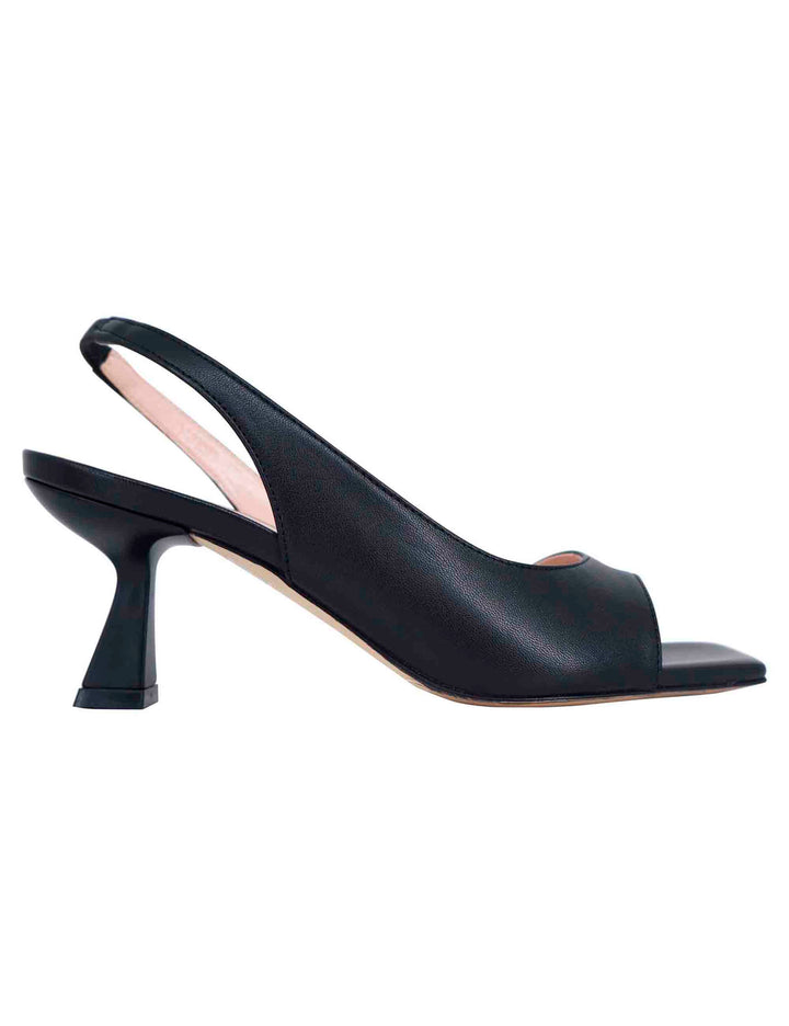 Spatarella Sandali slingback donna in pelle nera con punta quadra Promozione