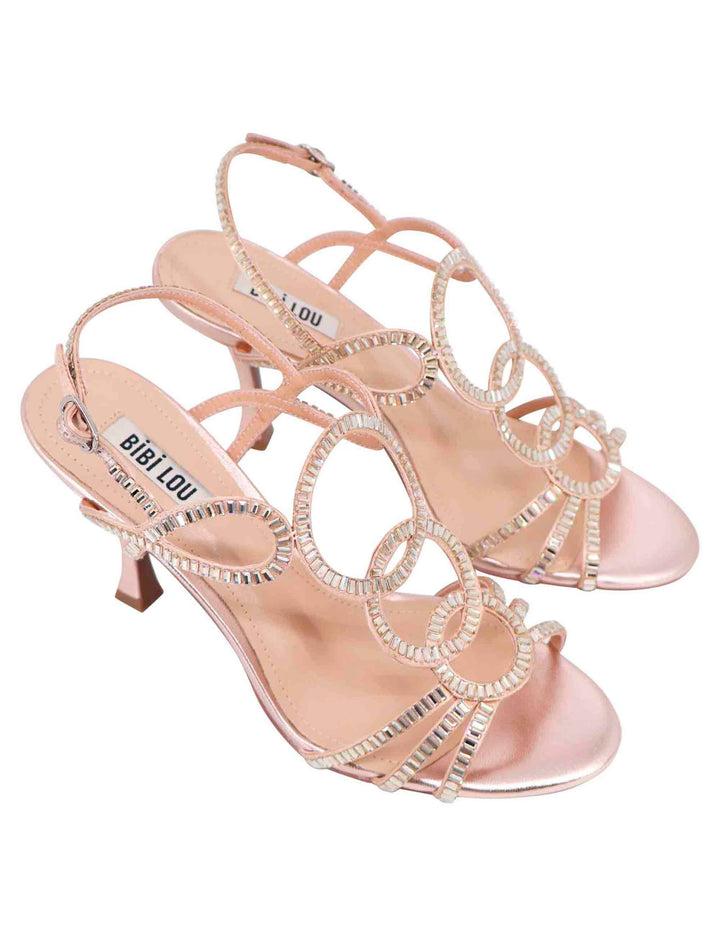 Spatarella Sandali slingback gioiello donna in strass oro con tacco alto Iris Qualità Garantita