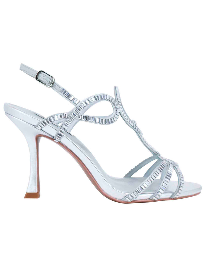 Spatarella Sandali slingback gioiello donna in strass argento con tacco alto Iris Negozi Online