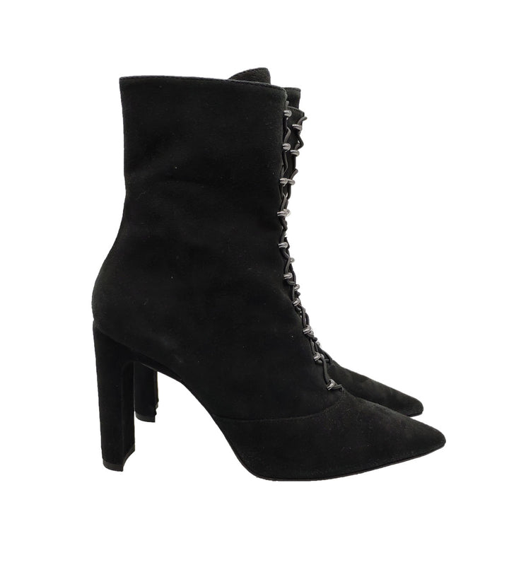 Spatarella Calzature Donna Stivaletti In Pelle Scamosciata Nera Con Dettagli In Oro e Tacco Alto Shopping Online