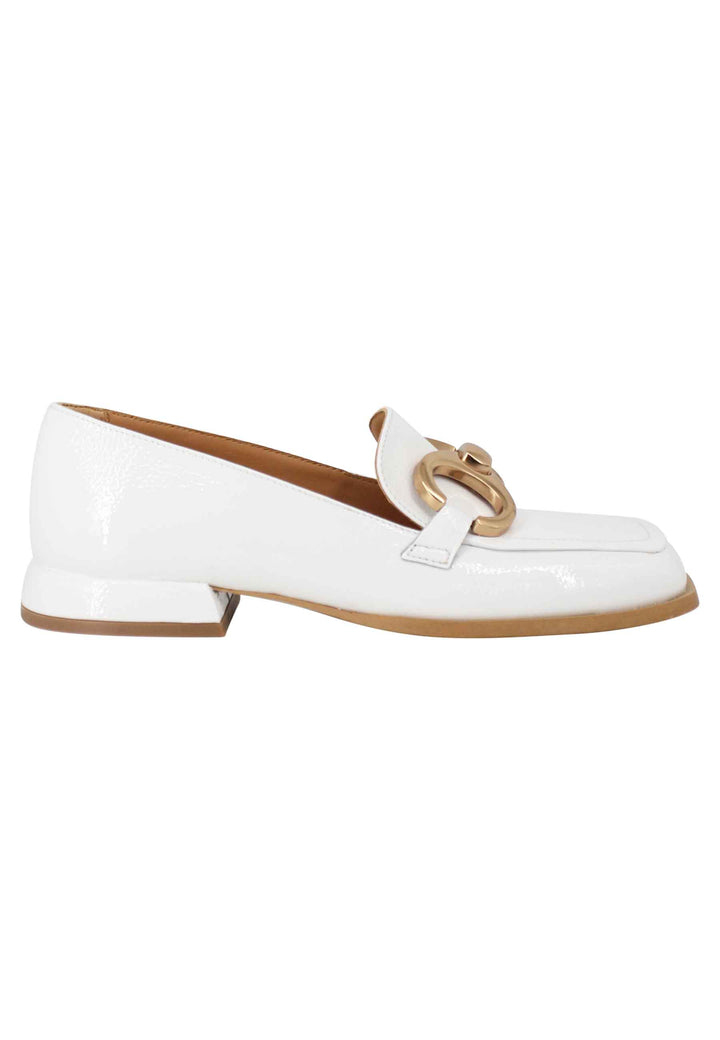 Spatarella Mocassini donna Poppi Chal in naplak off white con morsetto in oro satinato Economico