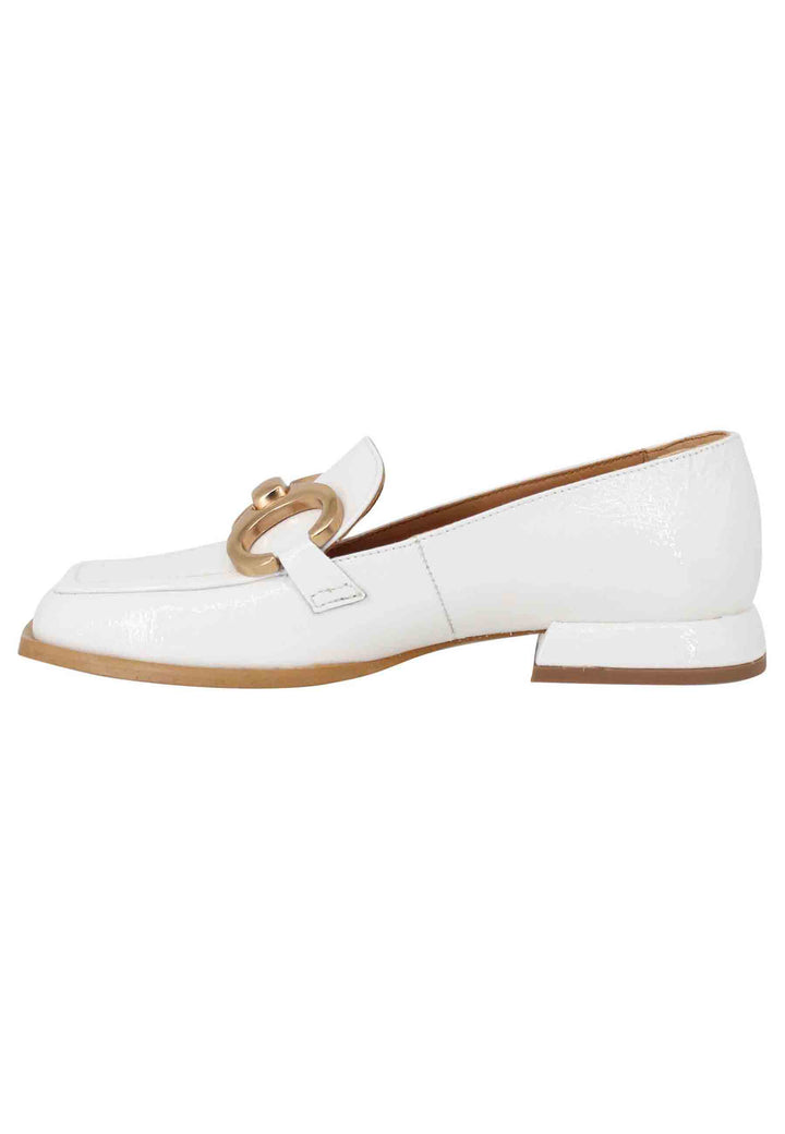 Spatarella Mocassini donna Poppi Chal in naplak off white con morsetto in oro satinato Economico