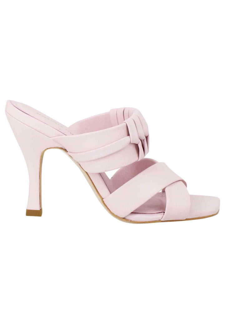 Spatarella Sandali donna in pelle glicine con tacco alto e punta quadra Outlet