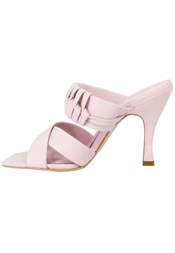 Spatarella Sandali donna in pelle glicine con tacco alto e punta quadra Outlet
