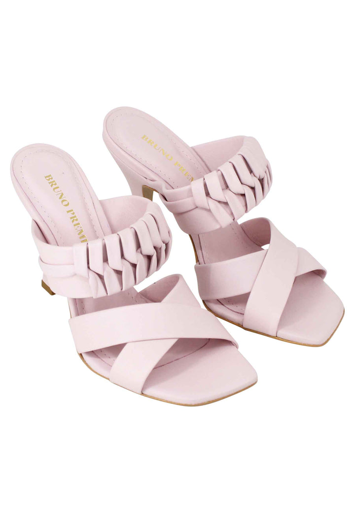 Spatarella Sandali donna in pelle glicine con tacco alto e punta quadra Outlet