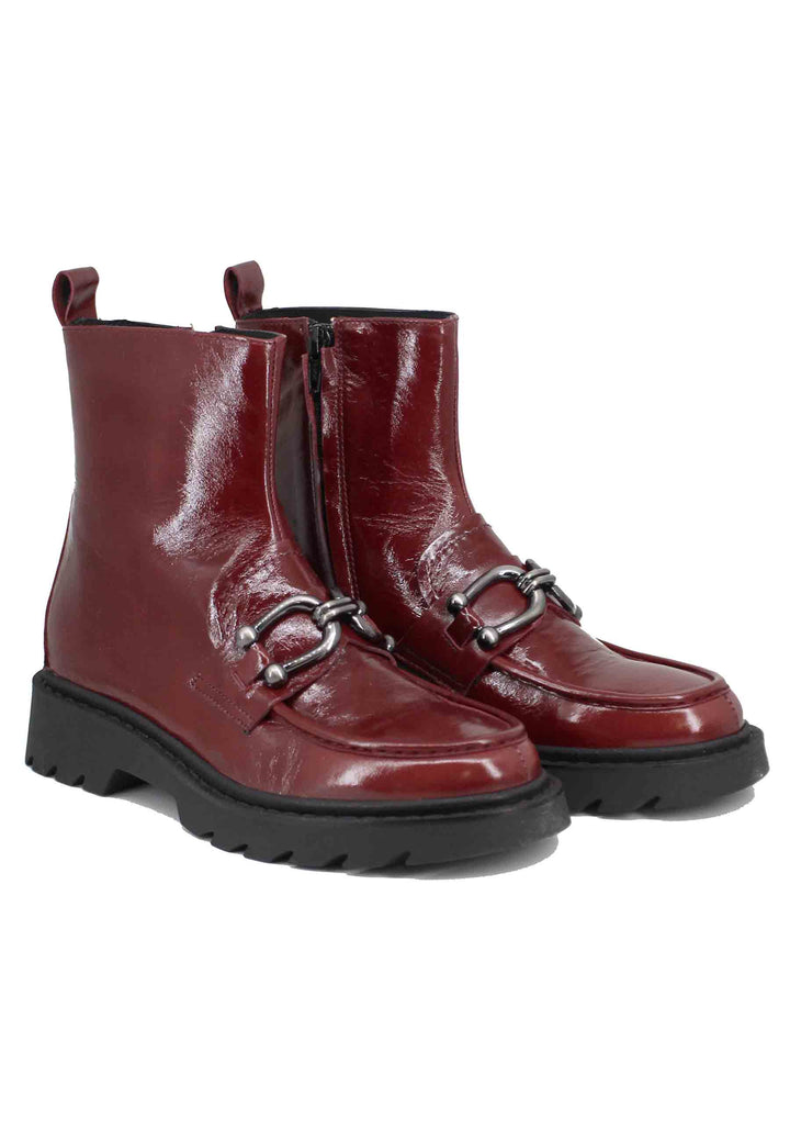 Spatarella Stivaletti donna in vernice bordeaux con suola carrarmato Hotsell