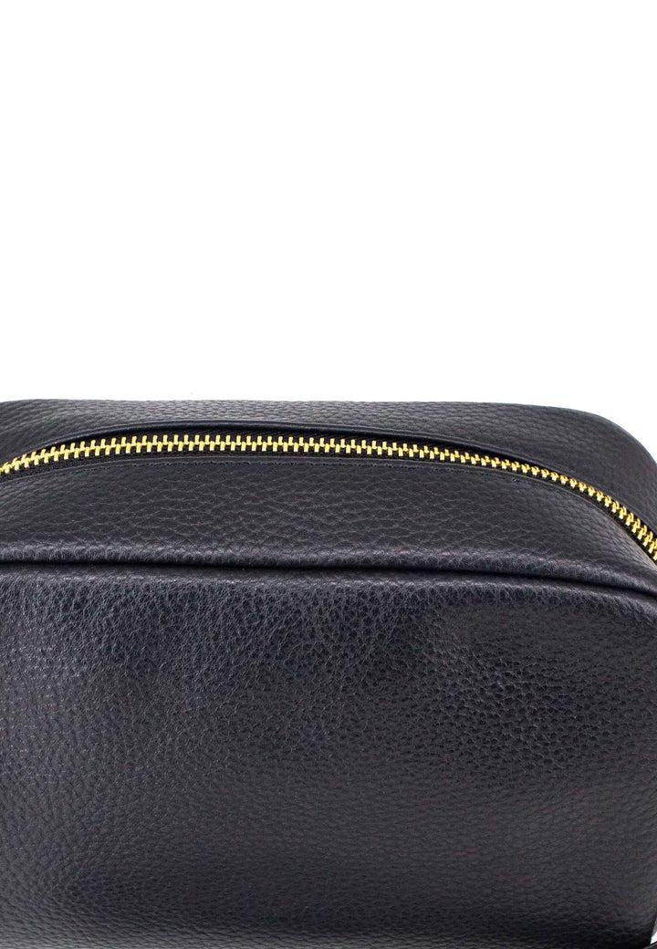 Spatarella Borsello uomo in pelle nera con zip oro e bracciale in pelle I Più Venduti