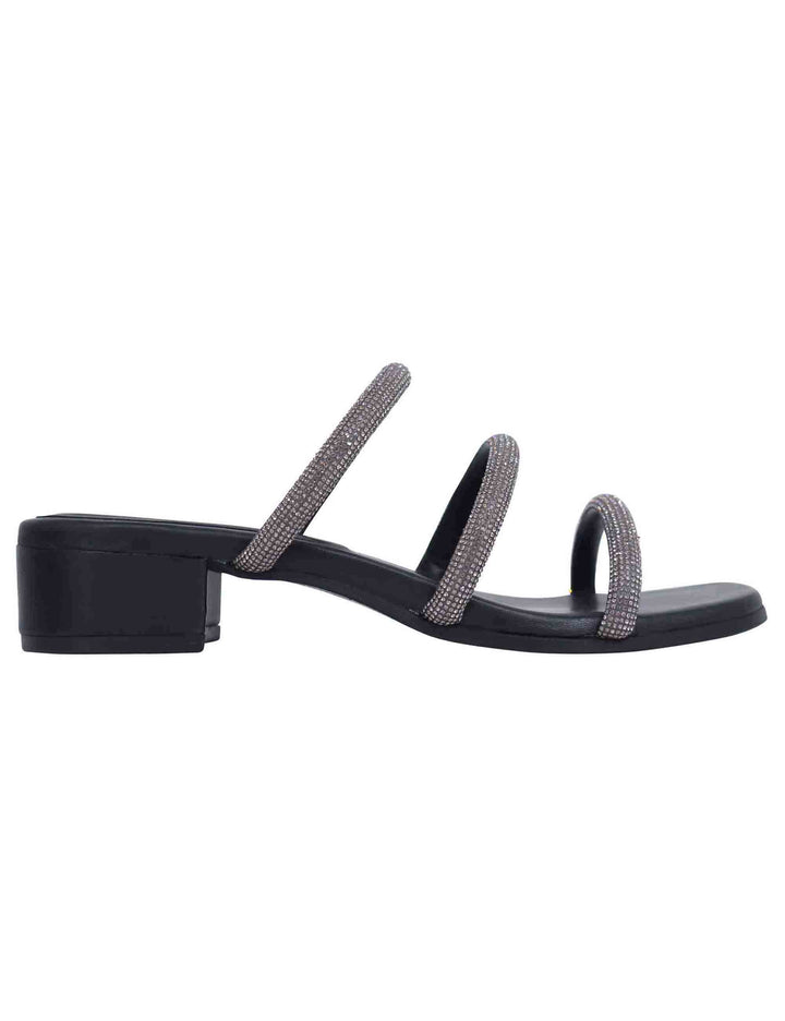 Spatarella Sandali donna in strass canna di fucile con tacco basso Presa