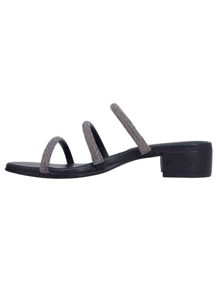 Spatarella Sandali donna in strass canna di fucile con tacco basso Presa