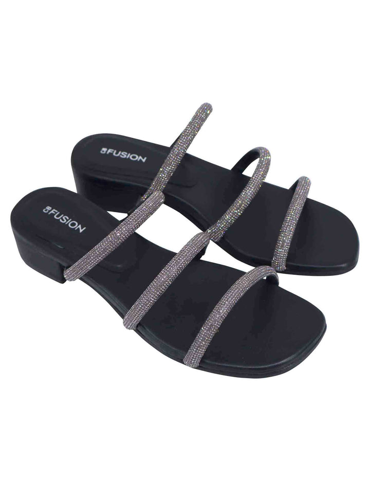 Spatarella Sandali donna in strass canna di fucile con tacco basso Presa