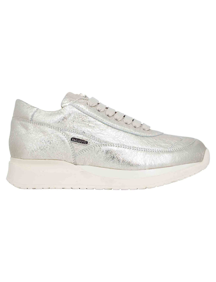 Spatarella Sneakers donna in pelle laminata platino In Vendita
