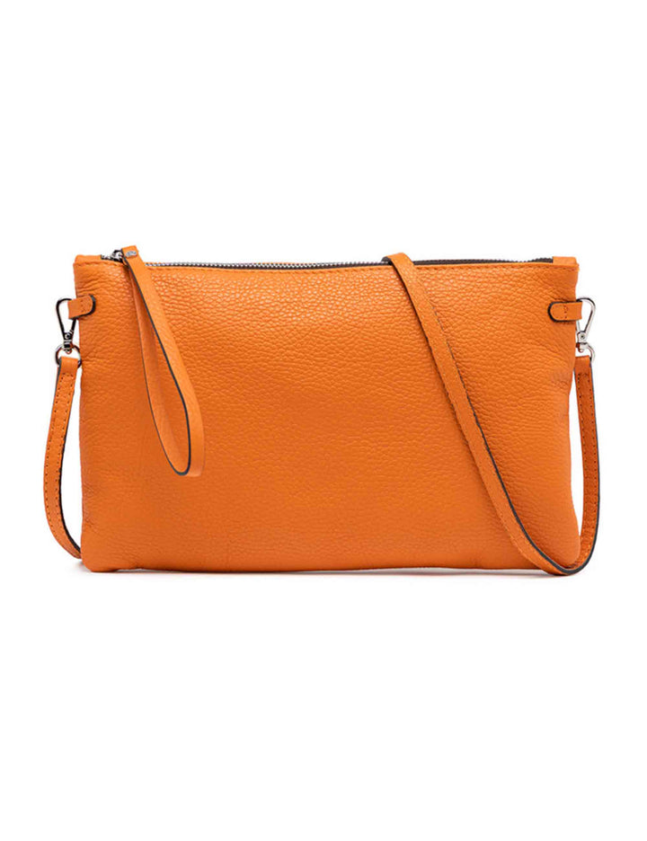 Spatarella Borse donna pochette Hermy in pelle arancione con manico a bracciale e tracolla in pelle Offerte