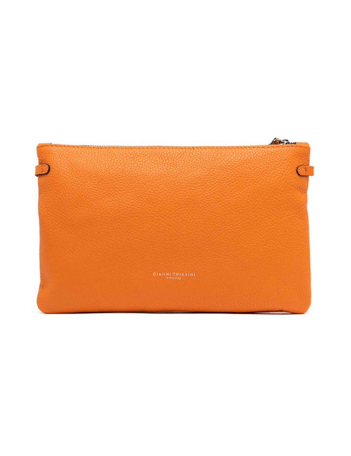 Spatarella Borse donna pochette Hermy in pelle arancione con manico a bracciale e tracolla in pelle Offerte