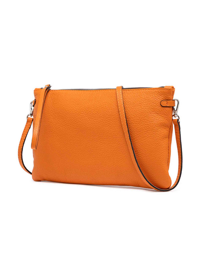 Spatarella Borse donna pochette Hermy in pelle arancione con manico a bracciale e tracolla in pelle Offerte