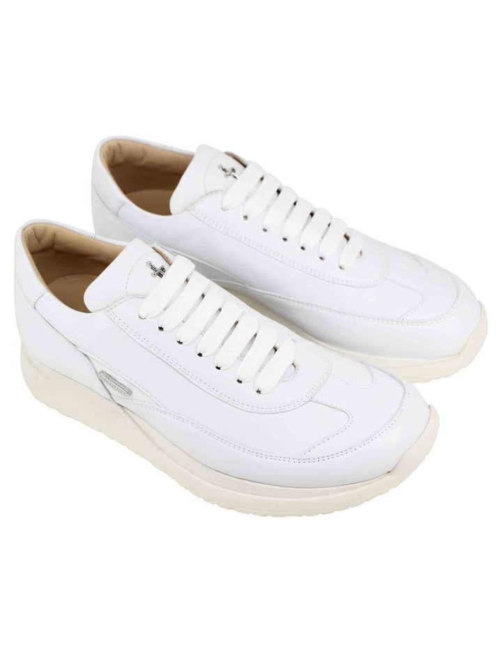 Spatarella Sneakers donna in pelle laminata bianca Vendita Calda