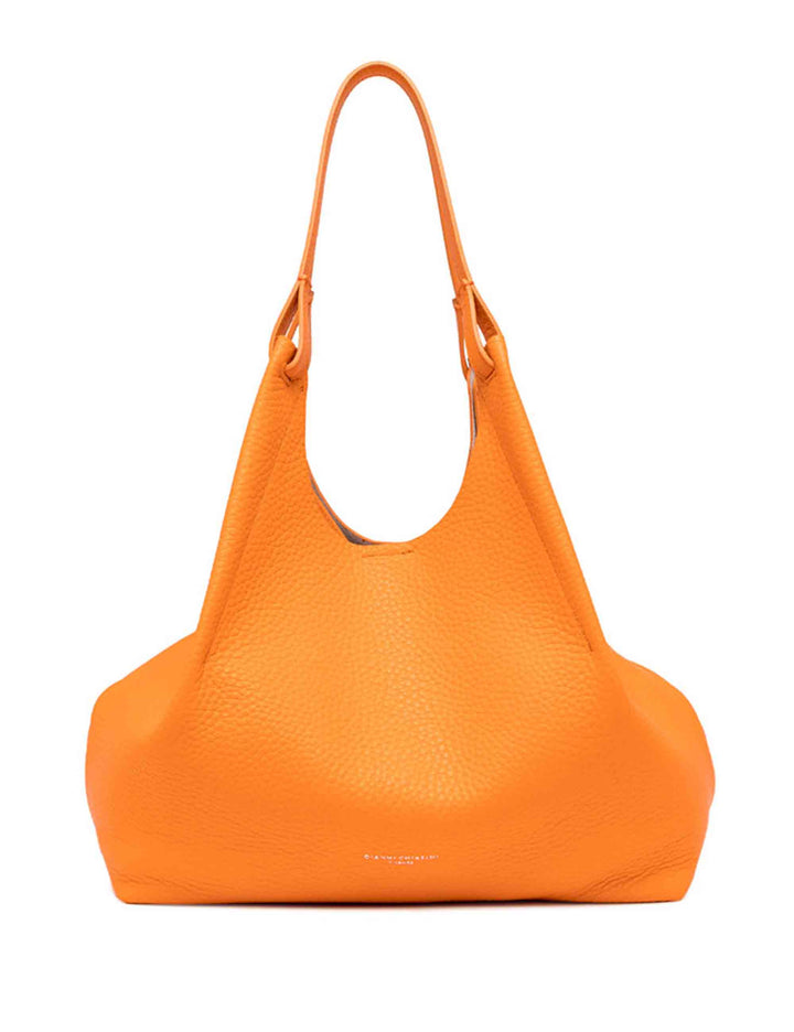 Spatarella Borse shopping donna Dua in pelle arancione con doppi manici Vendita Economica