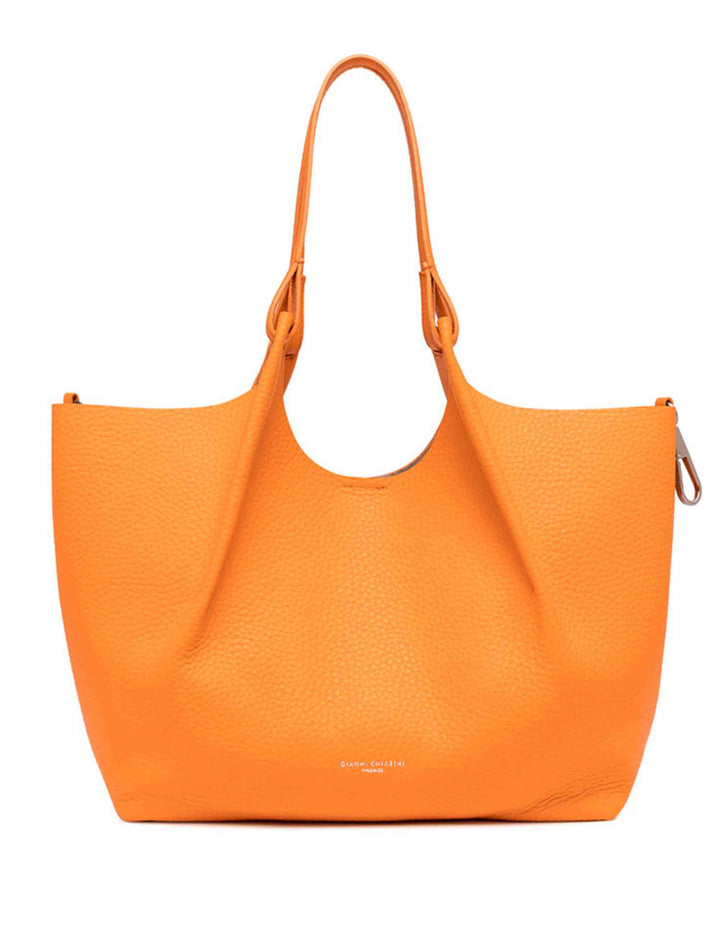 Spatarella Borse shopping donna Dua in pelle arancione con doppi manici Vendita Economica