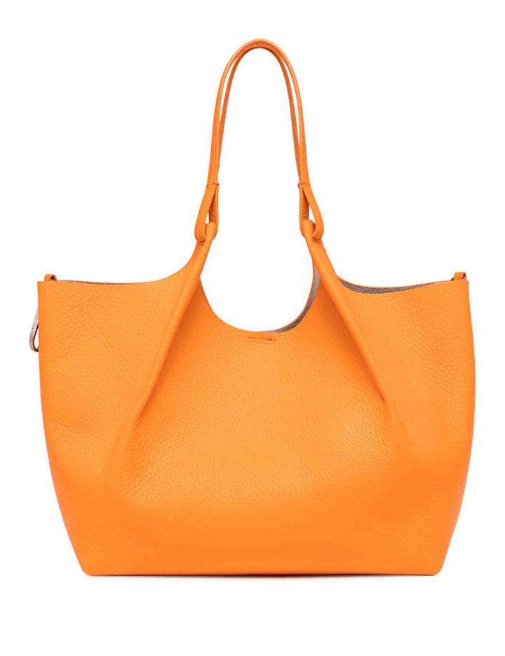 Spatarella Borse shopping donna Dua in pelle arancione con doppi manici Vendita Economica