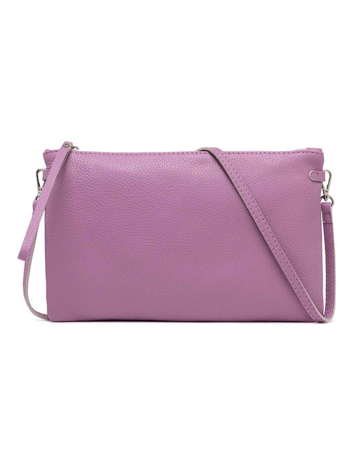 Spatarella Borse donna pochette Hermy in pelle viola con manico a bracciale e tracolla in pelle Saldi Di Fabbrica