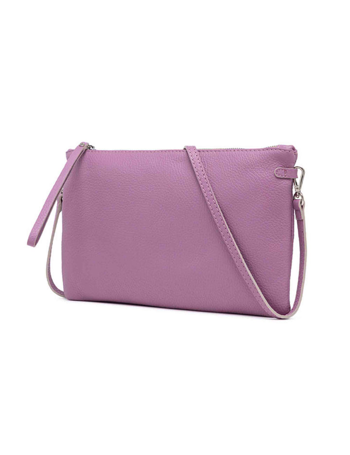 Spatarella Borse donna pochette Hermy in pelle viola con manico a bracciale e tracolla in pelle Saldi Di Fabbrica