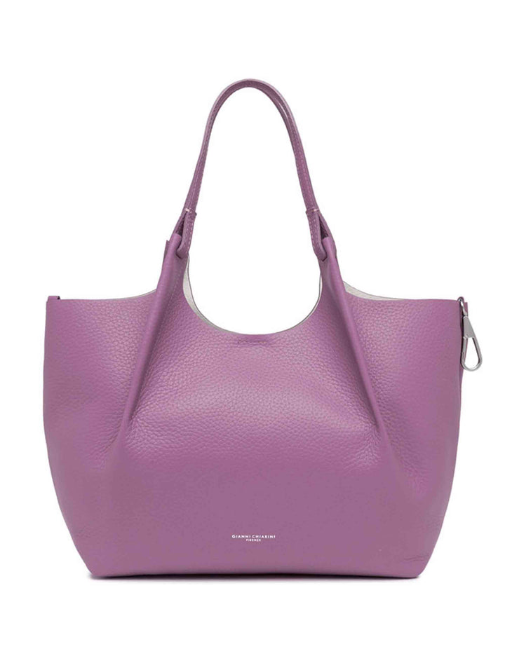 Spatarella Borse shopping donna Dua in pelle viola con doppi manici In Saldo