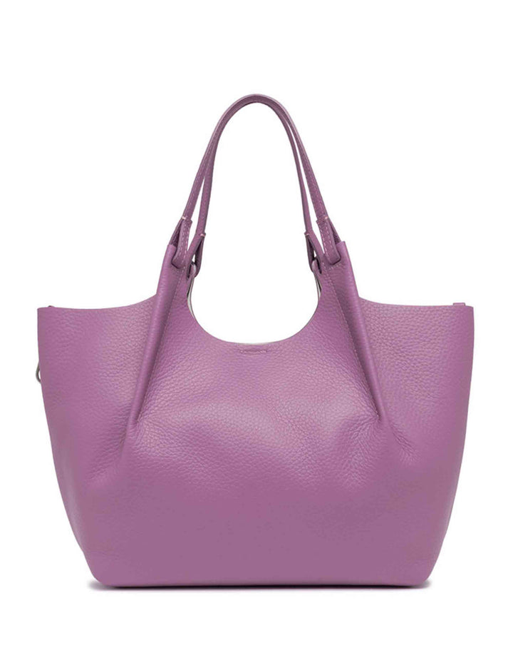 Spatarella Borse shopping donna Dua in pelle viola con doppi manici In Saldo