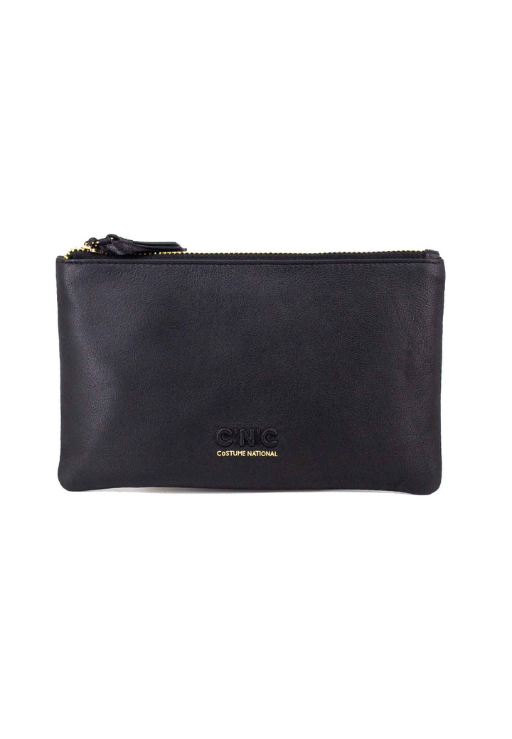 Spatarella Portafoglio uomo con zip in pelle nera Moda