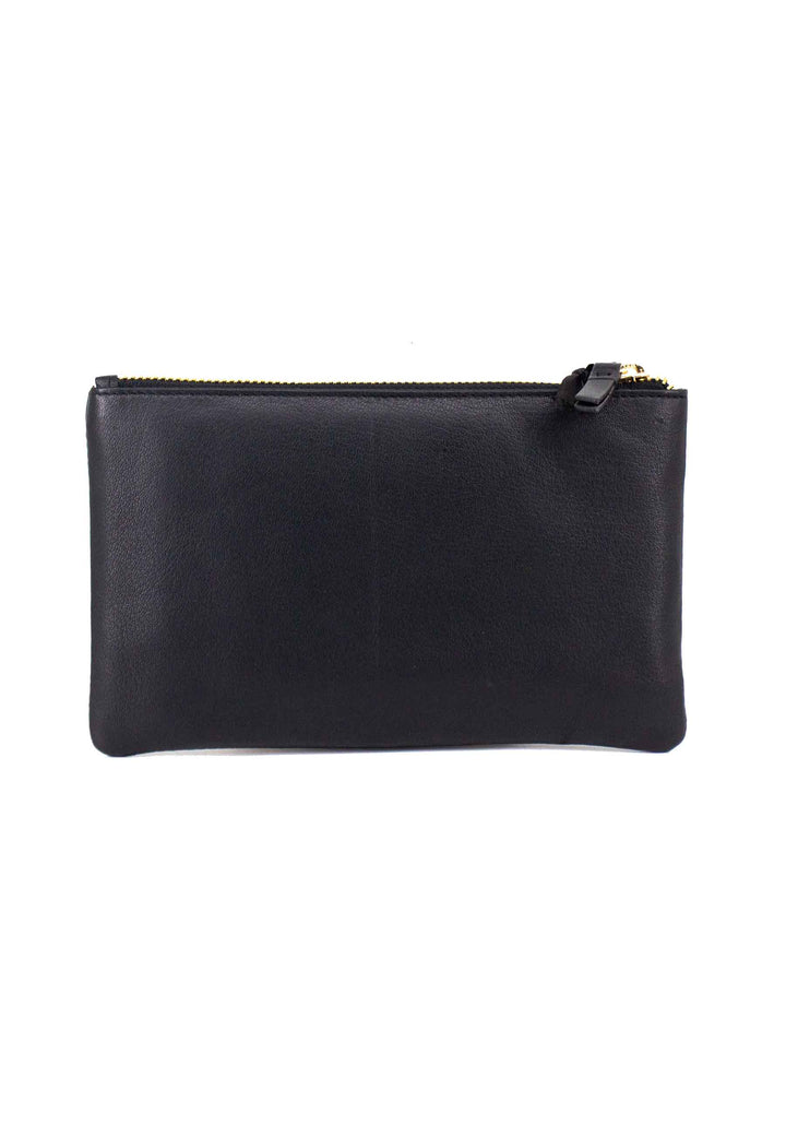Spatarella Portafoglio uomo con zip in pelle nera Moda