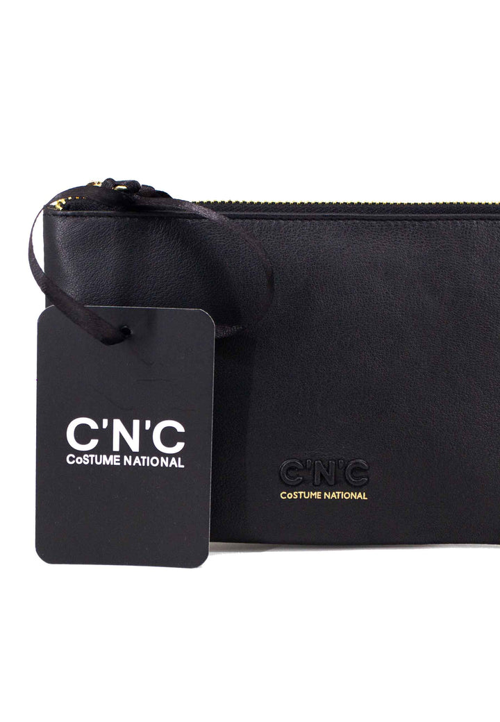 Spatarella Portafoglio uomo con zip in pelle nera Moda