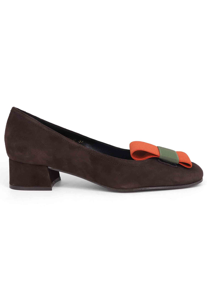 Spatarella Decollete donna in camoscio marrone con tacco basso In Linea