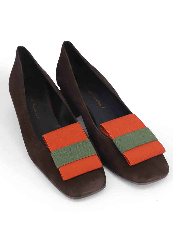 Spatarella Decollete donna in camoscio marrone con tacco basso In Linea