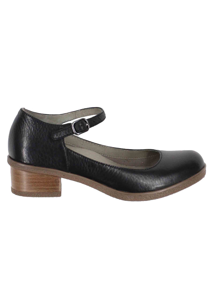 Spatarella Decollete donna whaterproff in pelle nera con suola in gomma Soddisfazione Garantita