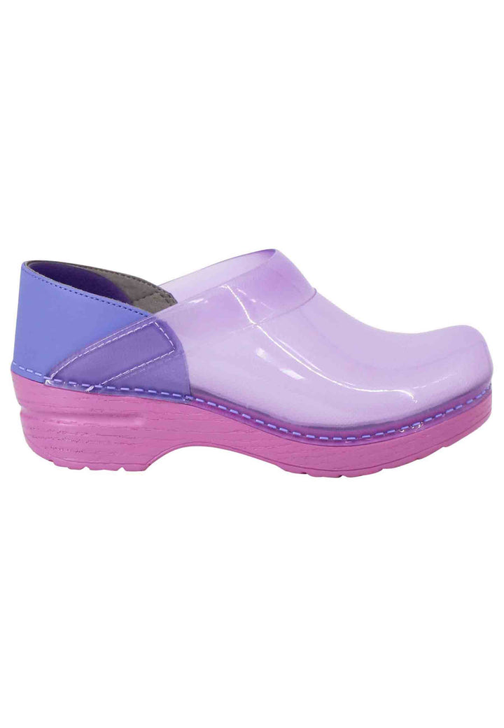 Spatarella Zoccoli donna in plexy viola con pelle lilla Affare Del Giorno