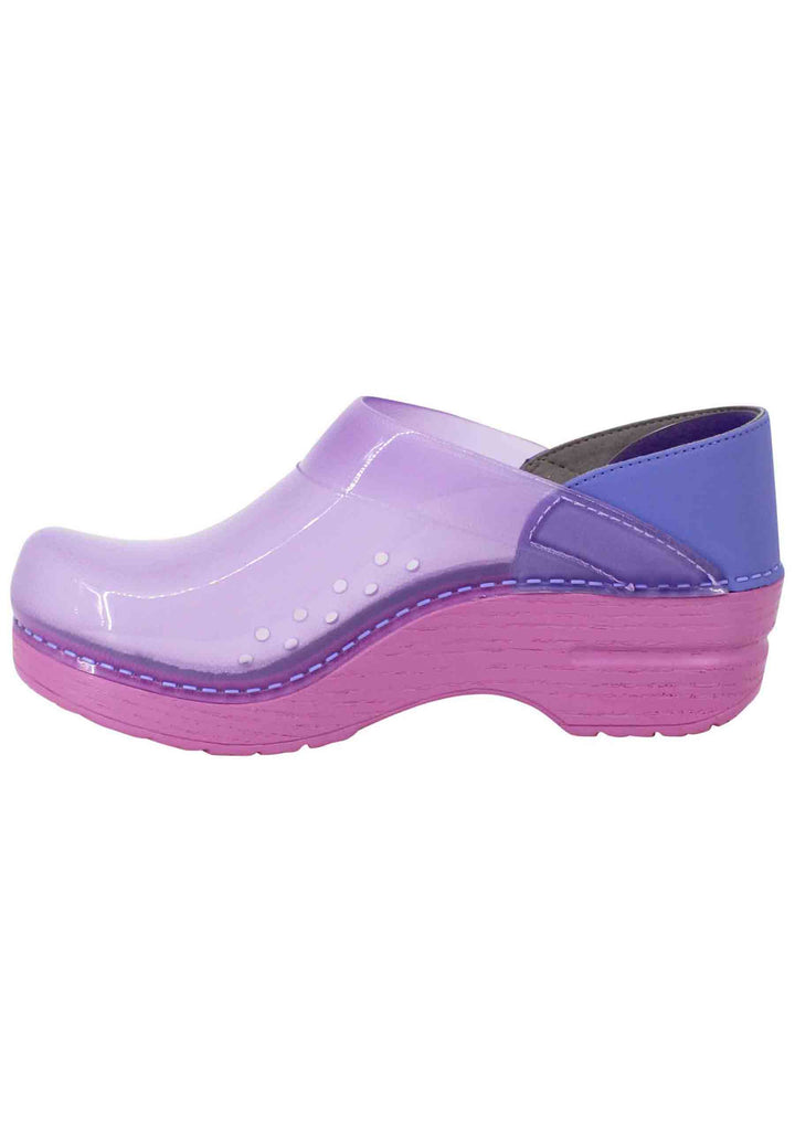 Spatarella Zoccoli donna in plexy viola con pelle lilla Affare Del Giorno