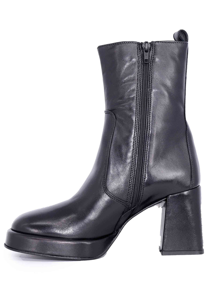 Spatarella Stivaletti donna in pelle nera con tacco alto e plateau Prezzo Ridotto