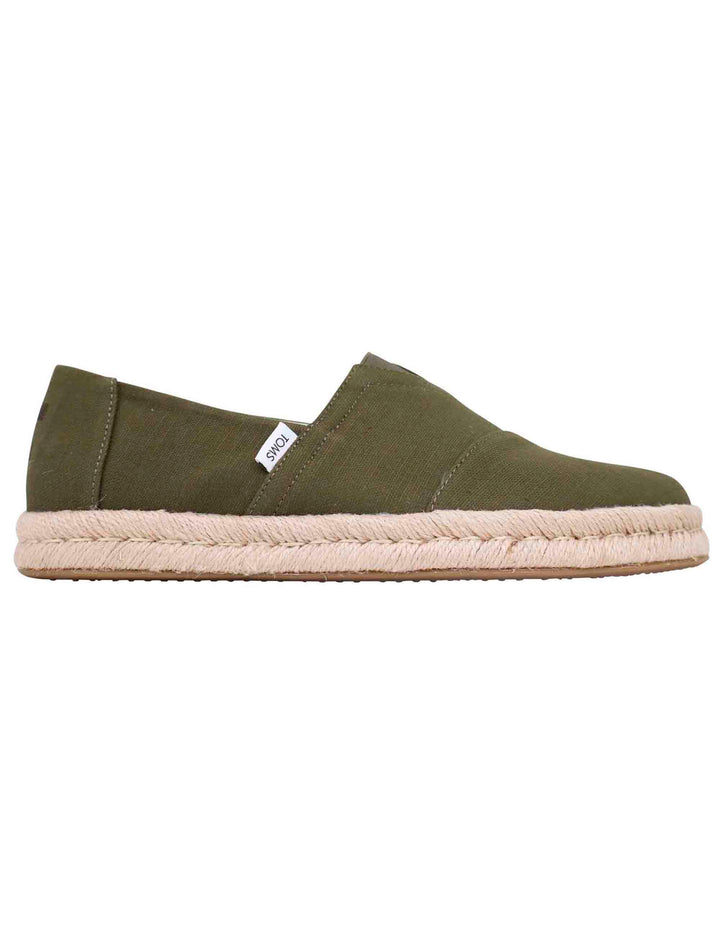 Spatarella Espadrillas uomo in tela verde con suola in corda Convenienza