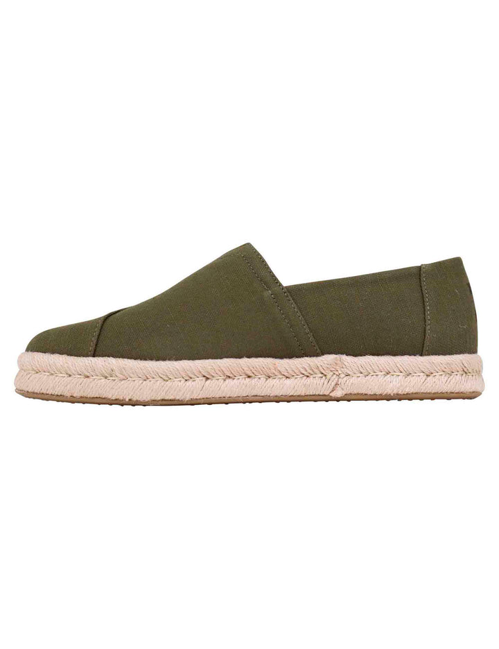 Spatarella Espadrillas uomo in tela verde con suola in corda Convenienza