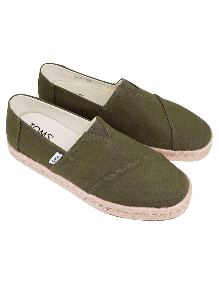 Spatarella Espadrillas uomo in tela verde con suola in corda Convenienza